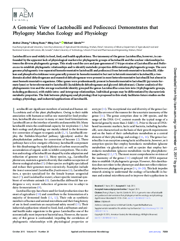 (PDF) A genomic view of lactobacilli and pediococci demonstrates that ...