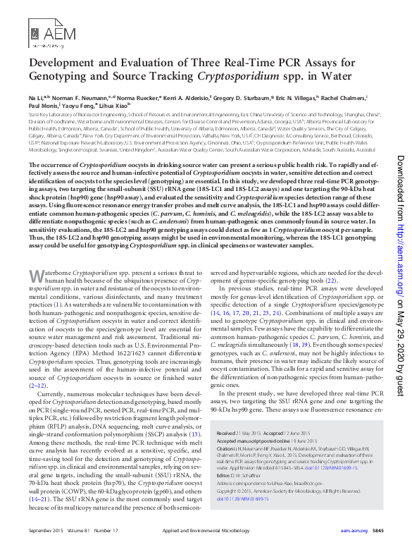 (PDF) Development and Evaluation of Three Real-time PCR Assays for ...