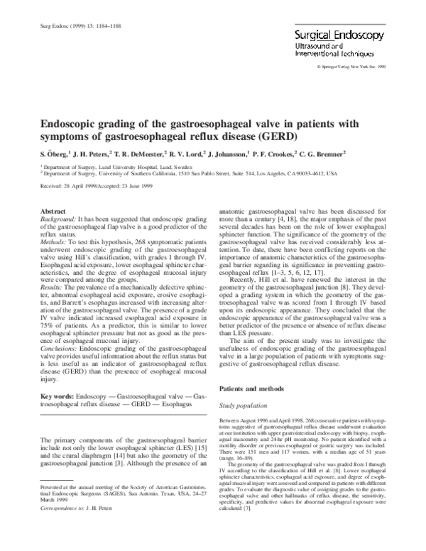 (PDF) Endoscopic grading of the gastroesophageal valve in patients with