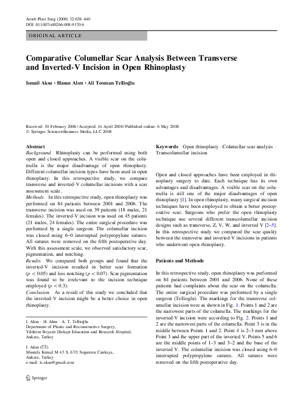 (PDF) Comparative Columellar Scar Analysis Between Transverse and ...