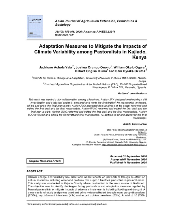 (PDF) Adaptation Measures to Mitigate the Impacts of Climate ...