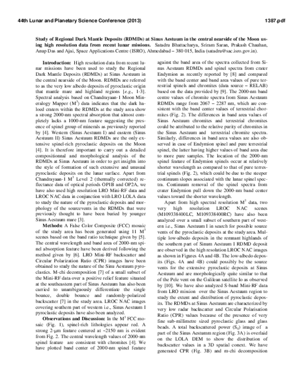 (PDF) Study of Regional Dark Mantle Deposits (RDMDs) at Sinus Aestuum ...