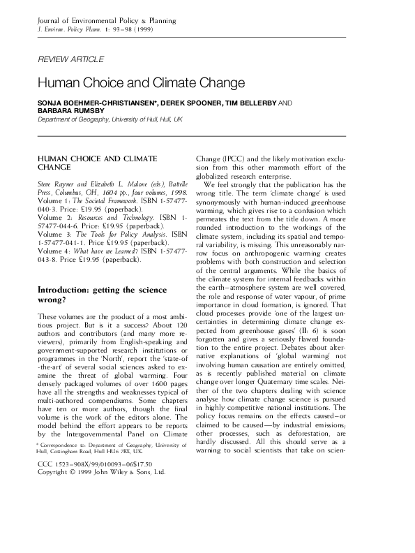 (PDF) Human choice and climate change