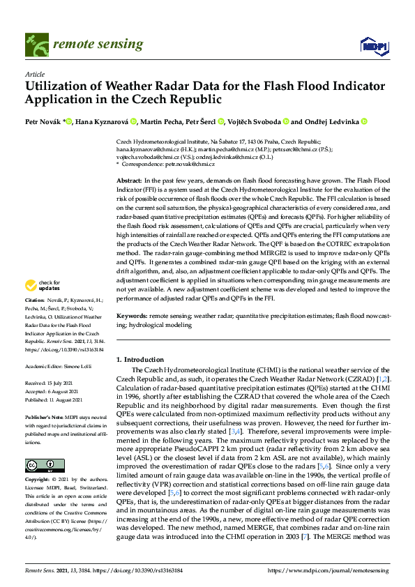 (PDF) Utilization of Weather Radar Data for the Flash Flood Indicator ...