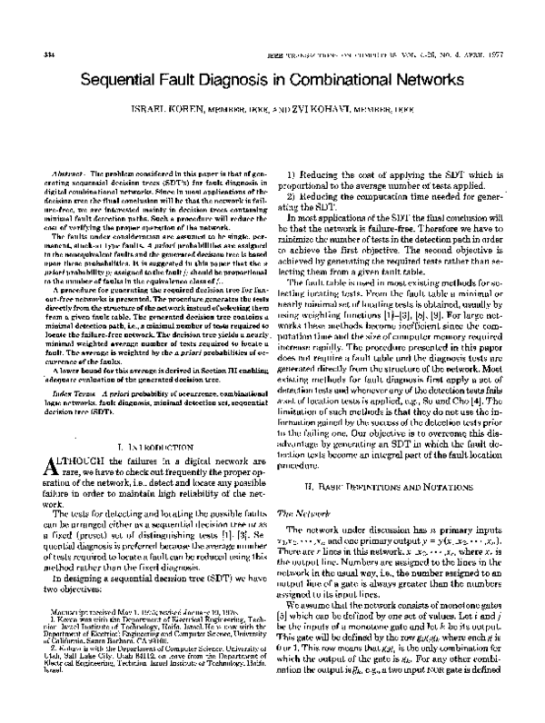 (PDF) Sequential Fault Diagnosis in Combinational Networks