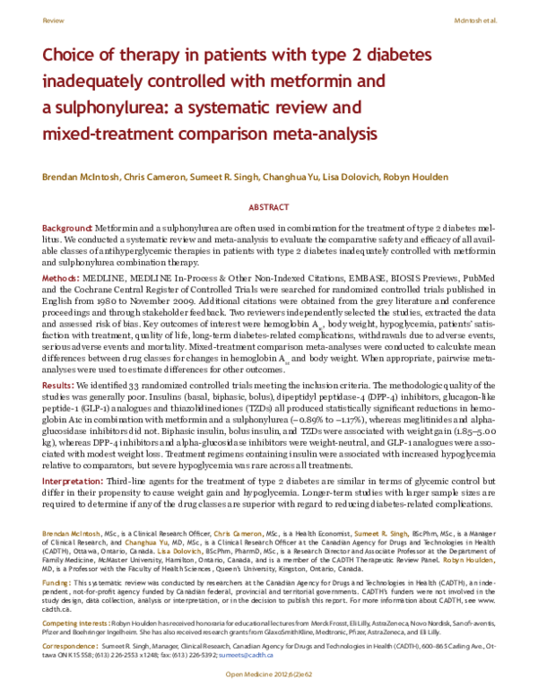 (PDF) Choice of therapy in patients with type 2 diabetes inadequately ...