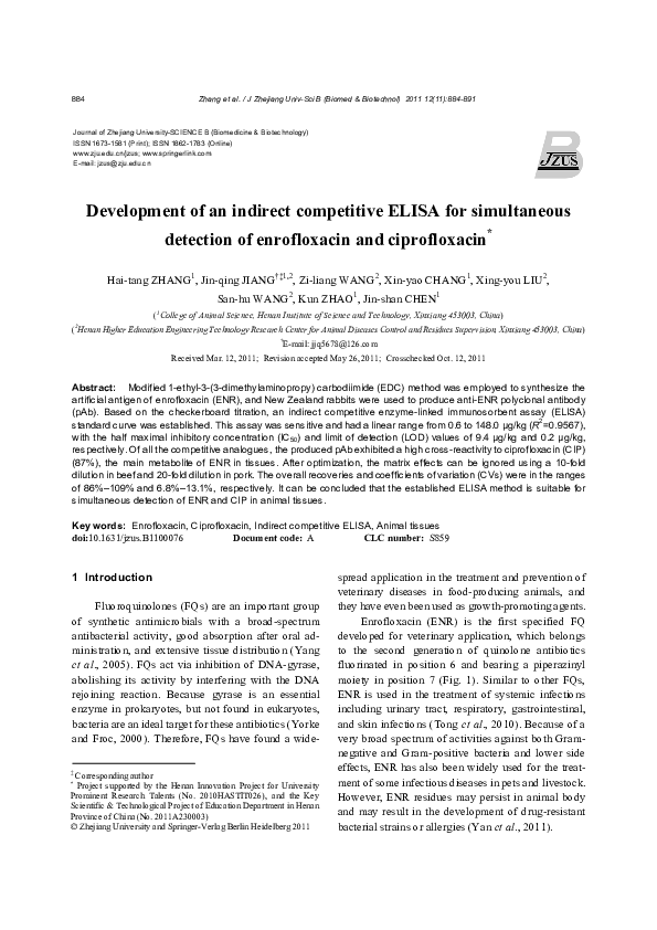 (PDF) Development of an indirect competitive ELISA for simultaneous ...