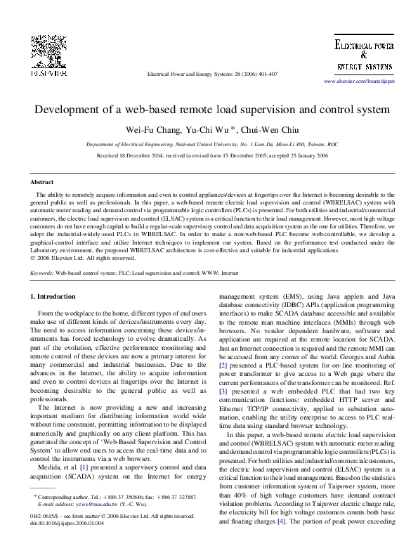 (PDF) Development of a web-based remote load supervision and control system