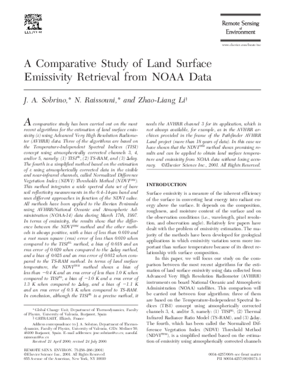 (PDF) A comparative study of land surface emissivity retrieval from ...