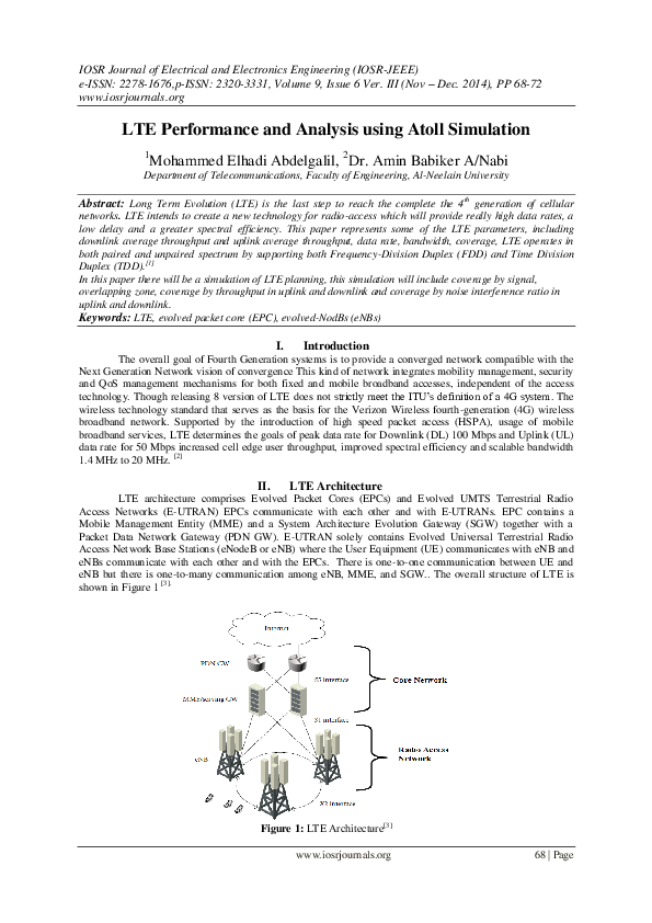 (PDF) LTE Performance and Analysis using Atoll Simulation