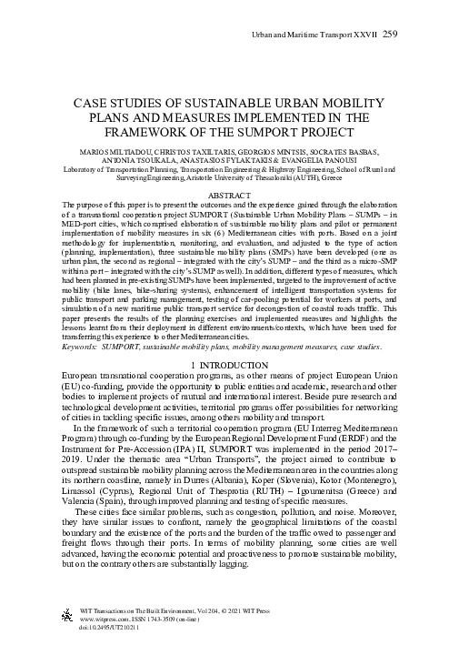 (PDF) Case Studies of Sustainable Urban Mobility Plans and Measures ...
