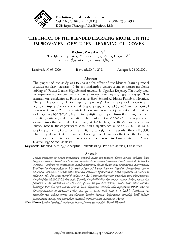 (PDF) The Effect of The Blended Learning Model on The Improvement of ...