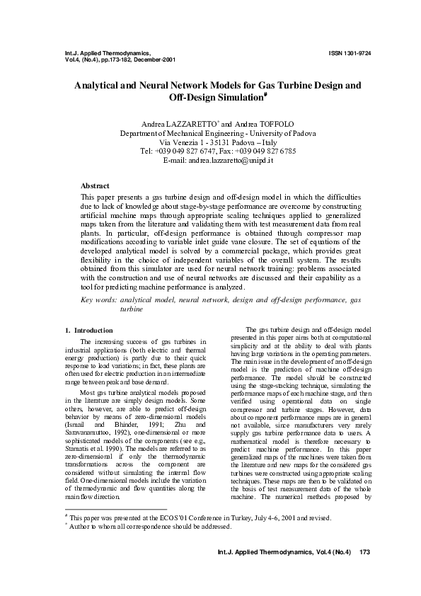 (PDF) Analytical and Neural Network Models for Gas Turbine Design and ...