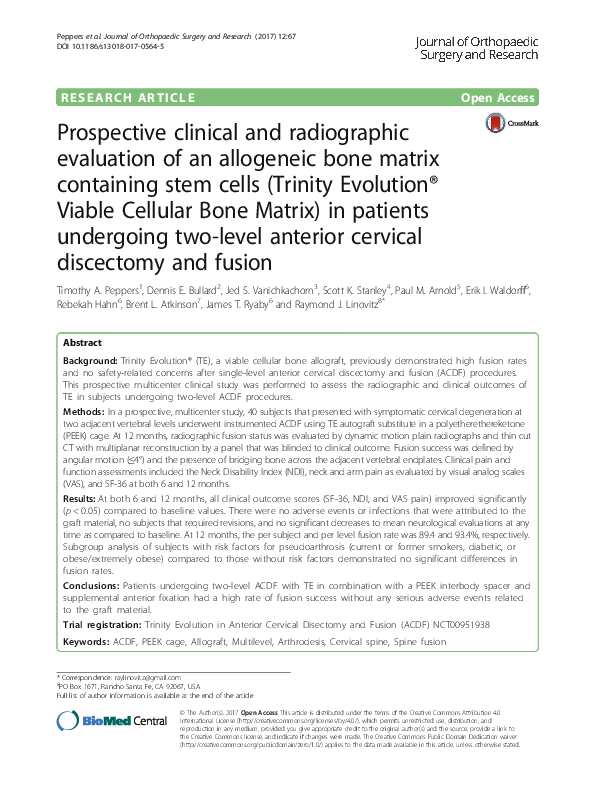 (PDF) Prospective clinical and radiographic evaluation of an allogeneic ...