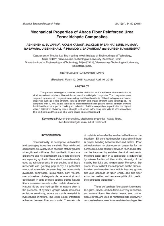 (PDF) Mechanical Properties of Abaca Fiber Reinforced Urea Formaldehyde