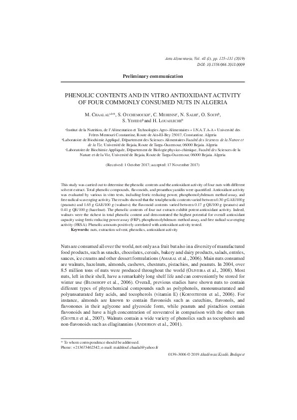 (PDF) Phenolic contents and in vitro antioxidant activity of four ...