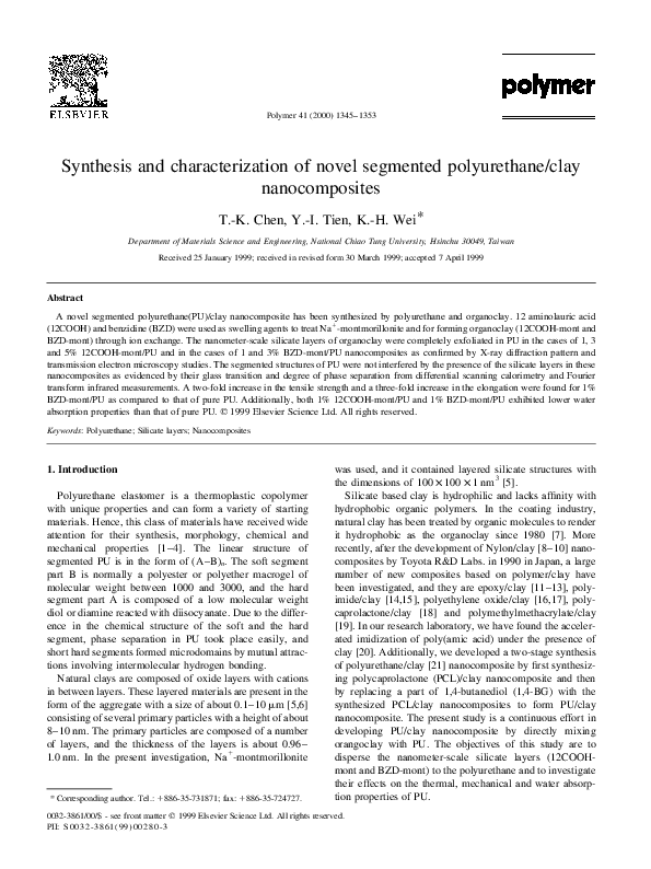 (PDF) Synthesis and characterization of novel segmented polyurethane ...