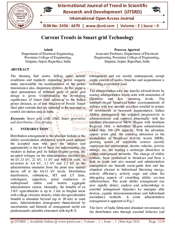 (PDF) Current Trends in Smart grid Technology