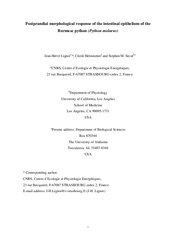 (PDF) Postprandial morphological response of the intestinal epithelium ...