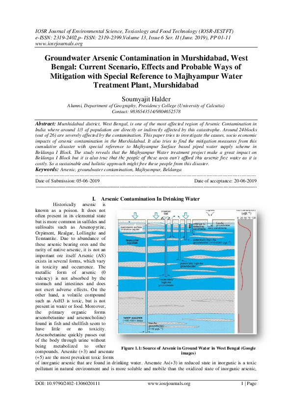 (PDF) Groundwater Arsenic Contamination in Murshidabad, West Bengal ...