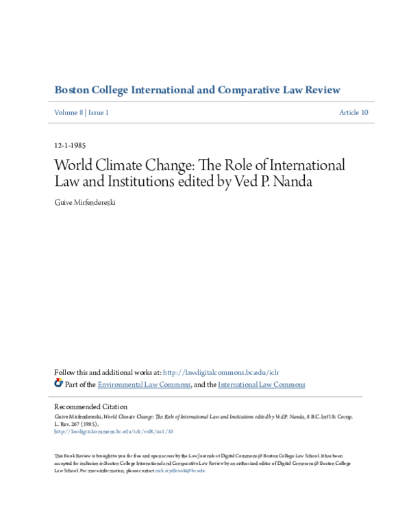 (PDF) World Climate Change: The Role of International Law and ...