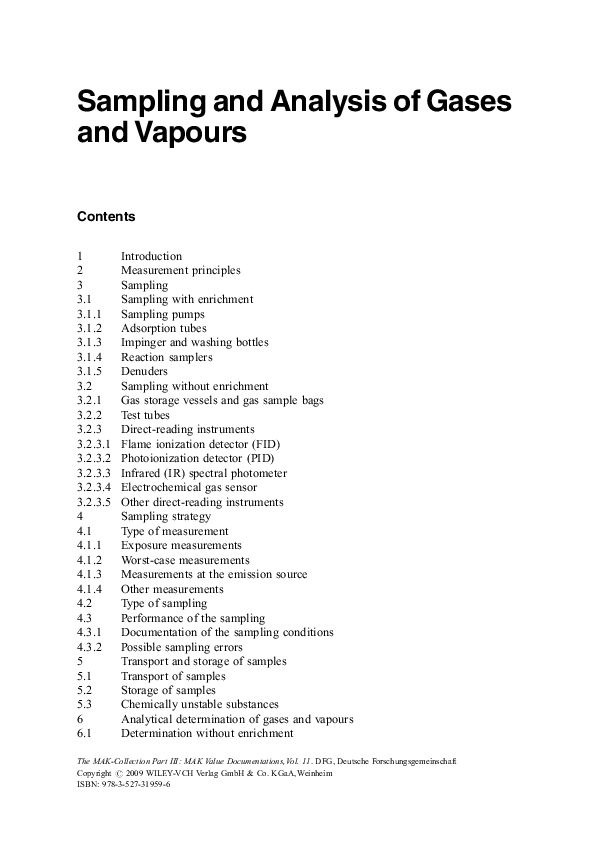 (PDF) Sampling and Analysis of Gases and Vapours