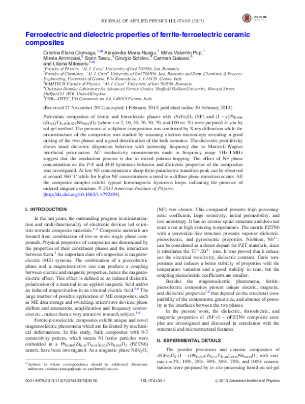(PDF) Ferroelectric and dielectric properties of ferroelectromagnet Pb ...