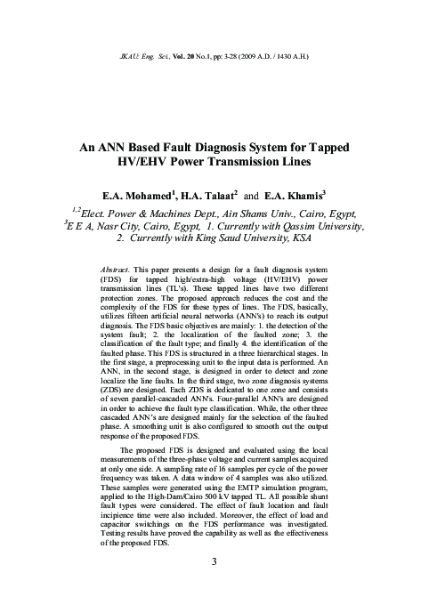 (PDF) An ANN Based Fault Diagnosis System for Tapped HV/EHV Power ...