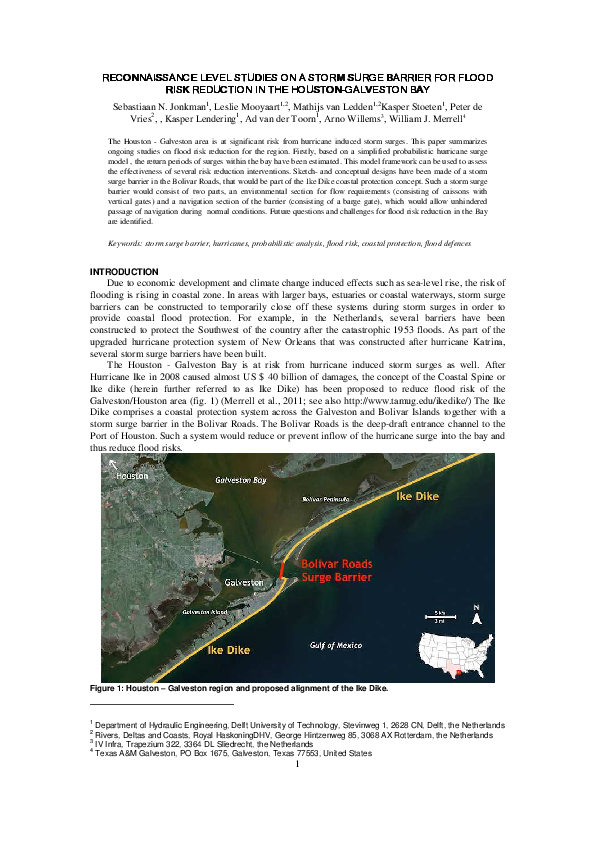 (PDF) Reconnaissance Level Studies on a Storm Surge Barrier for Flood ...