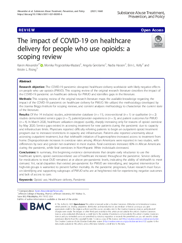 (PDF) The impact of COVID-19 on healthcare delivery for people who use ...
