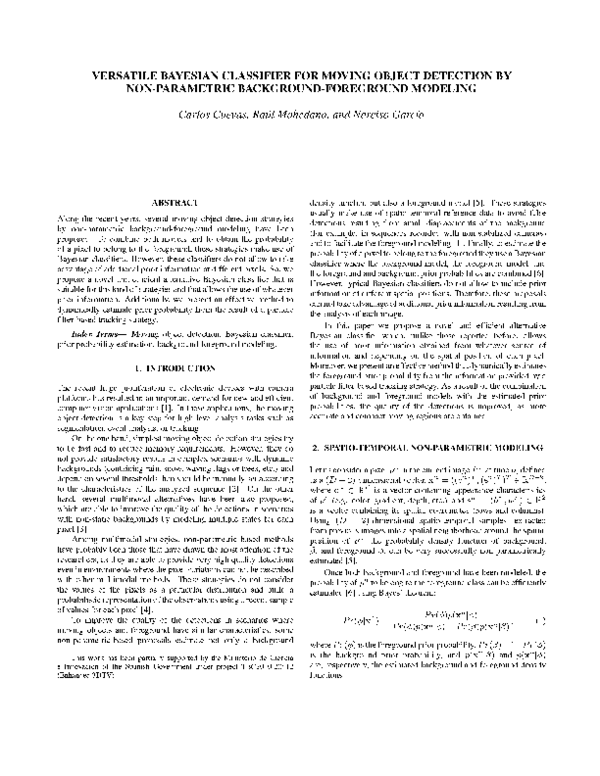 (PDF) Versatile Bayesian classifier for moving object detection by non ...