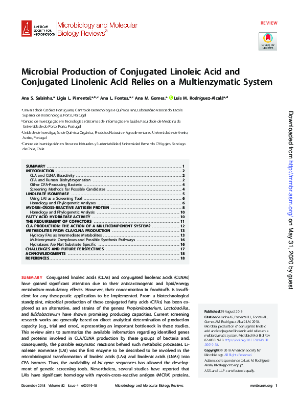 (PDF) Microbial Production of Conjugated Linoleic Acid and Conjugated