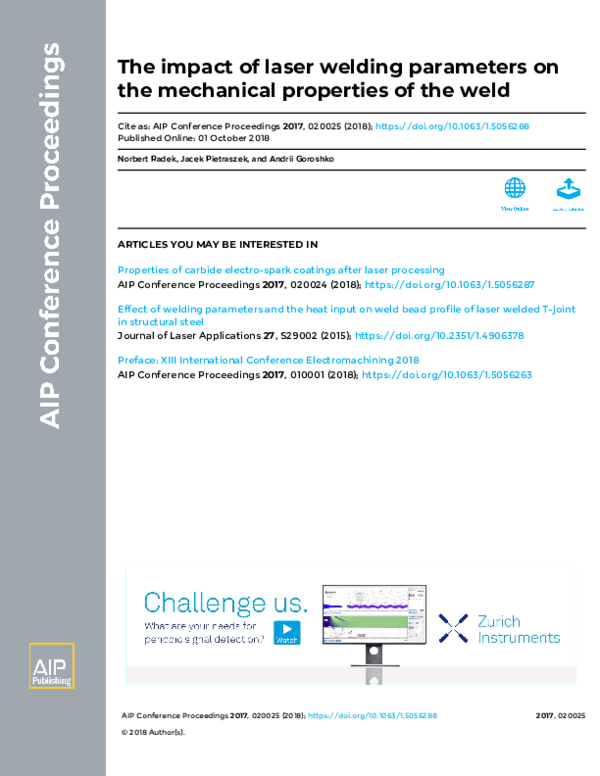 (PDF) The impact of laser welding parameters on the mechanical ...