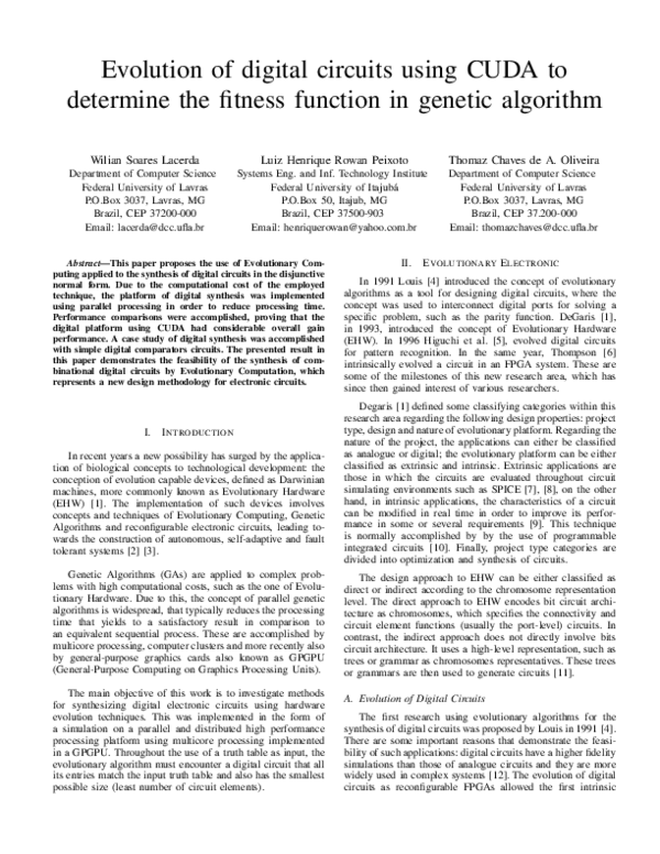 (PDF) Evolution of digital circuits using CUDA to determine the fitness ...