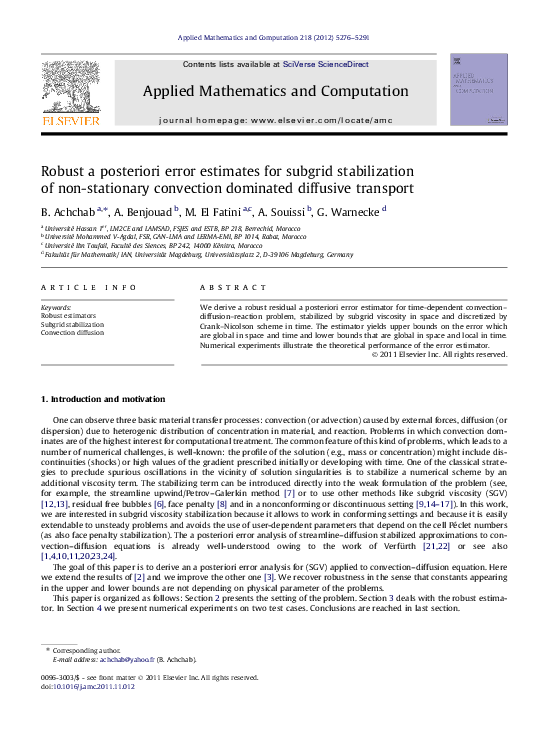(PDF) Robust a posteriori error estimates for subgrid stabilization of ...