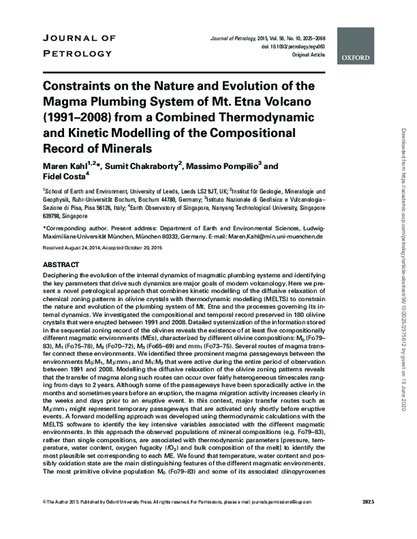 (PDF) Constraints on the Nature and Evolution of the Magma Plumbing ...