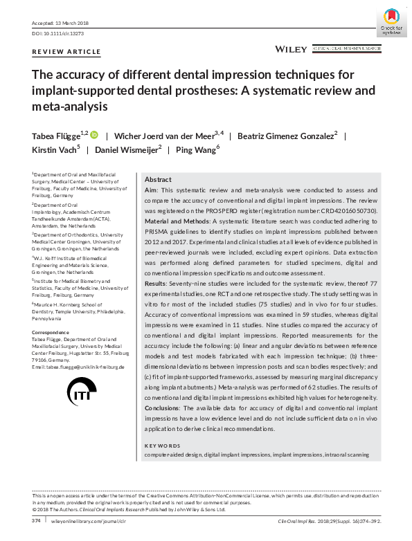(PDF) The accuracy of different dental impression techniques for implantsupported dental