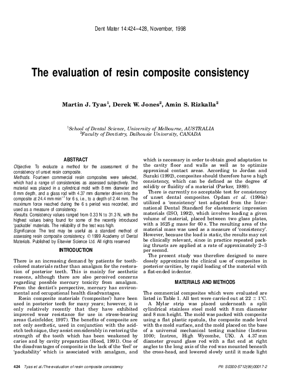 (PDF) The evaluation of resin composite consistency