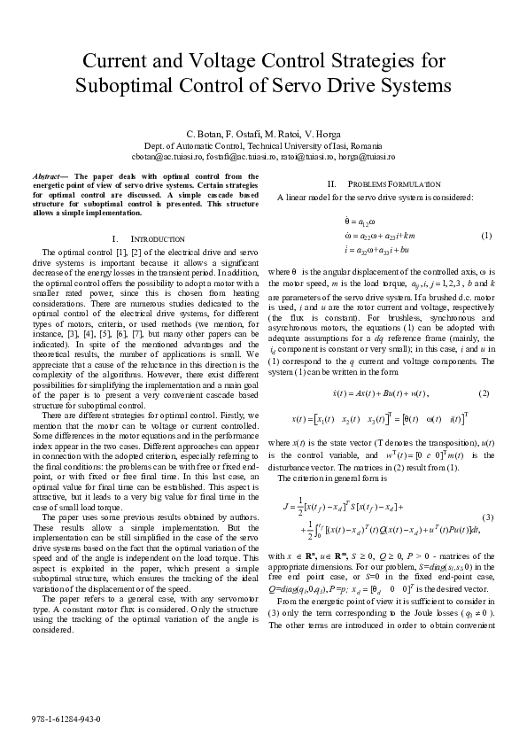 (PDF) Current and voltage control strategies for suboptimal control of ...