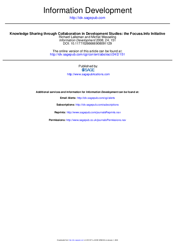 (PDF) Knowledge Sharing through Collaboration in Development Studies ...