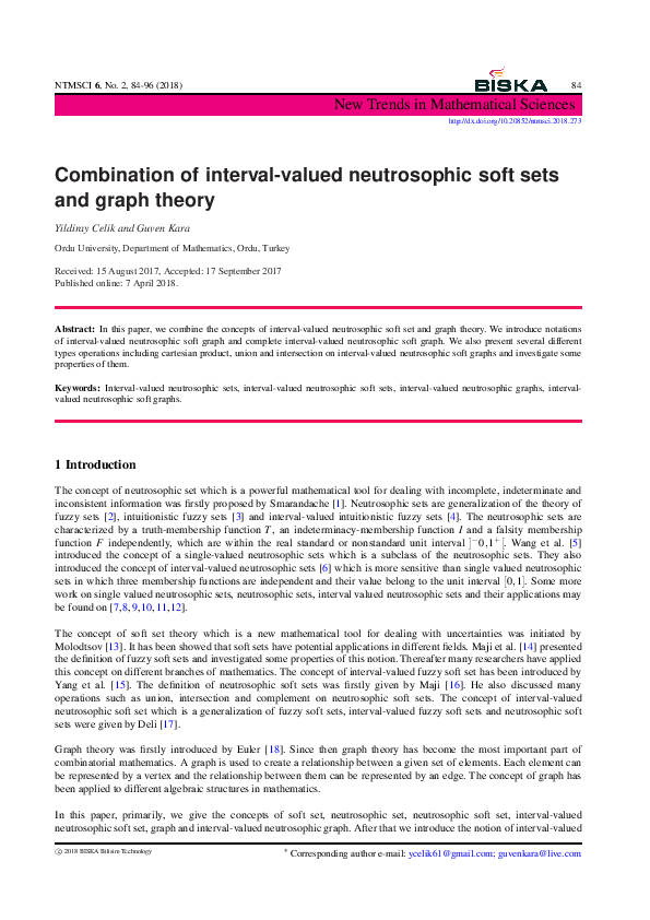(PDF) Combination of interval-valued neutrosophic soft sets and graph ...