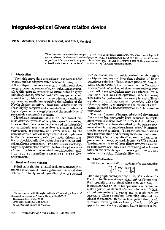 (PDF) Integrated-optical givens rotation device