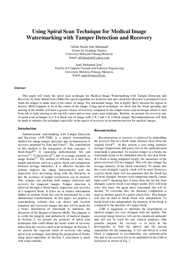 (PDF) Using Spiral Scan Technique for Medical Image Watermarking with ...