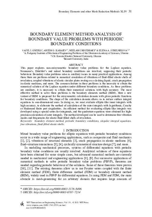 (PDF) Boundary Element Method Analysis of Boundary Value Problems with ...