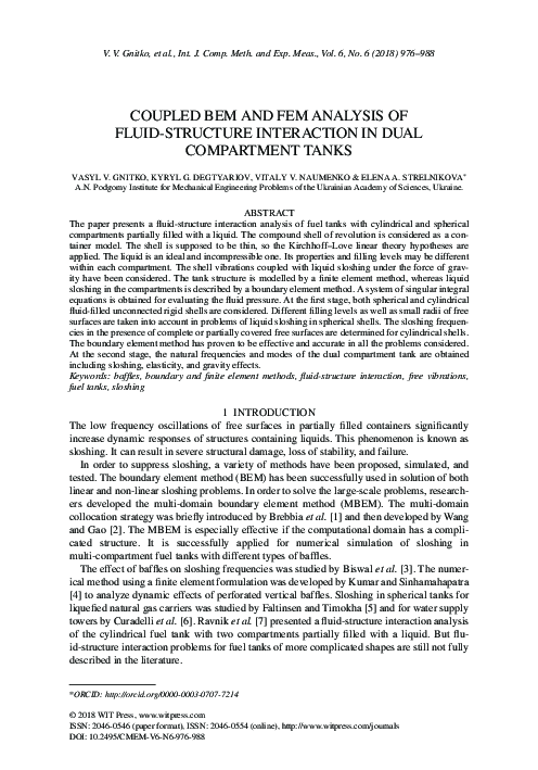 (PDF) Coupled BEM and FEM analysis of fluid-structure interaction in ...