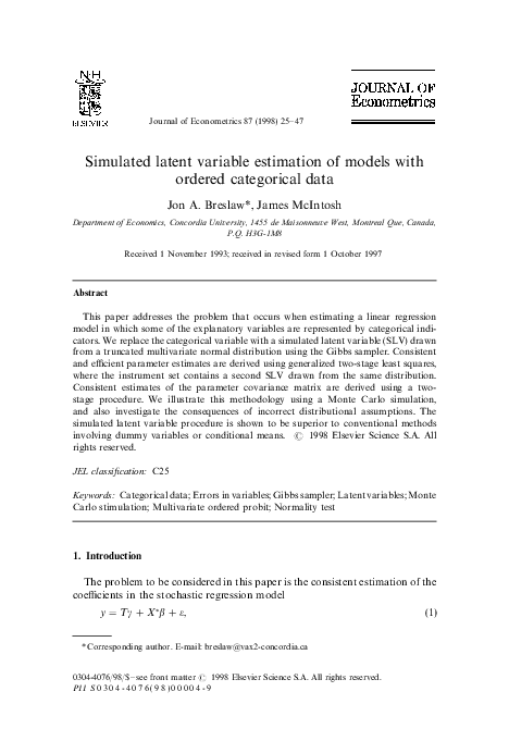 (PDF) Simulated latent variable estimation of models with ordered ...