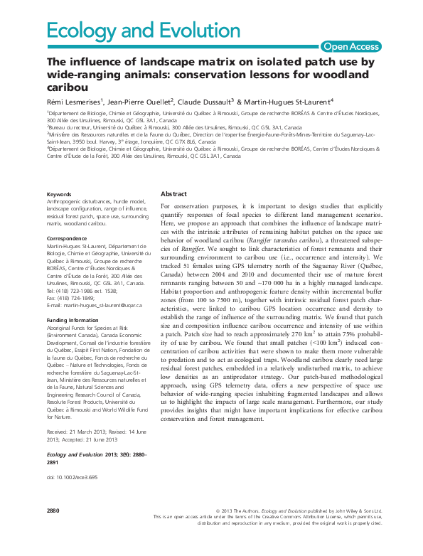 (PDF) The influence of landscape matrix on isolated patch use by wide ...