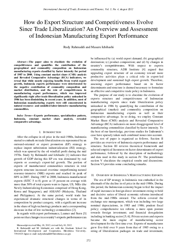 (PDF) How do Export Structure and Competitiveness EvolveSince Trade ...