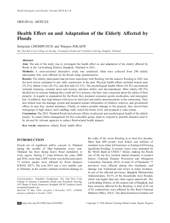 (PDF) Health Effect on and Adaptation of the Elderly Affected by Floods