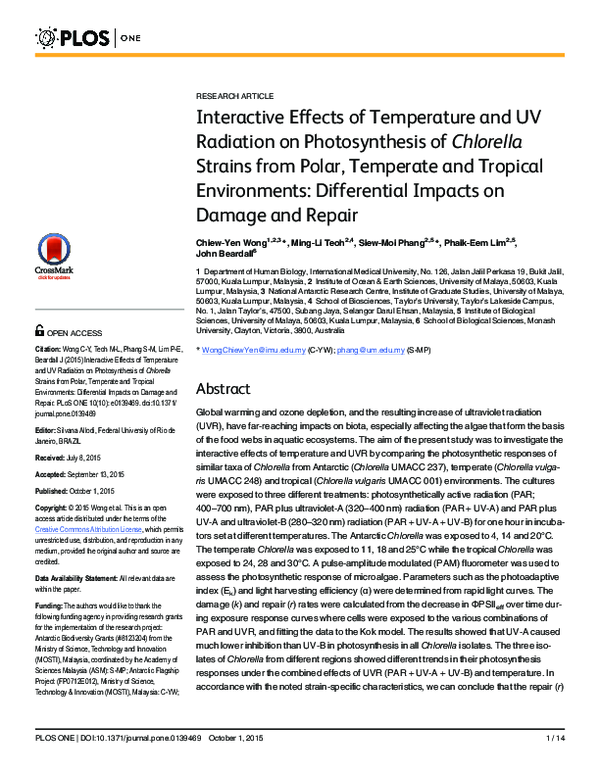 (PDF) Interactive Effects of Temperature and UV Radiation on ...